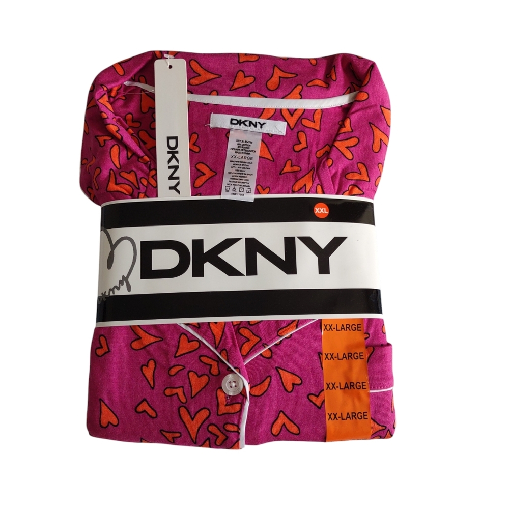 NWT DKNY XXL Pink Ground Heart 2PC Pajama Set